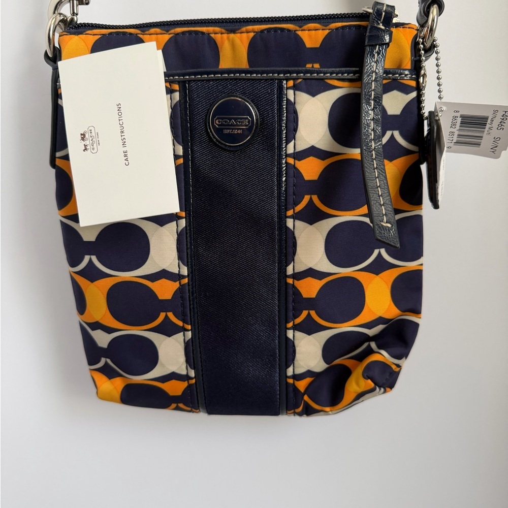 Coach Women's Bold Orange and Navy Crossbody Bag